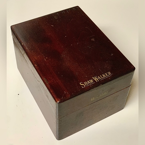 Early 20th Century Vintage SHAW WALKER Antique Hardwood Hinged File Box - Picture 5 of 15